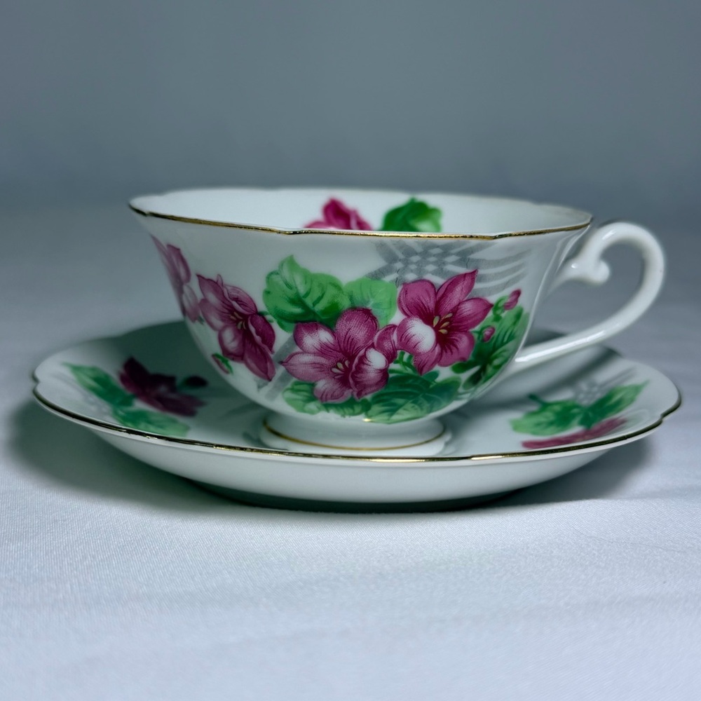 Vintage Jyoto China Occupied Japan Teacup Saucer Floral Porcelain Collectible